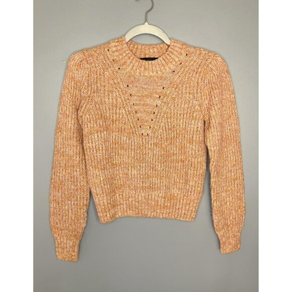 Scotch & Soda Sweater Womens XS Pink Orange Alpaca Blend Crewneck Puff Sleeve - Picture 10 of 11